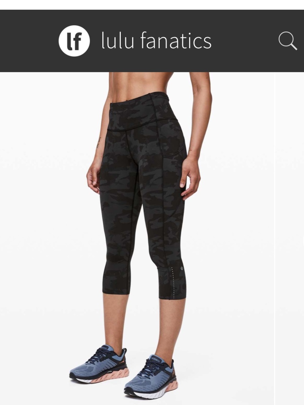 Lululemon Fast and Free Crop 19" w Pockets Nulux Sz 4 Incognito Camo Multi Grey